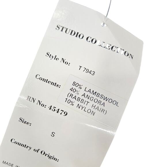 Deadstock Vintage 90s Studio Collection S Black Wool Angora Beaded Sweater Glam - Picture 2 of 5